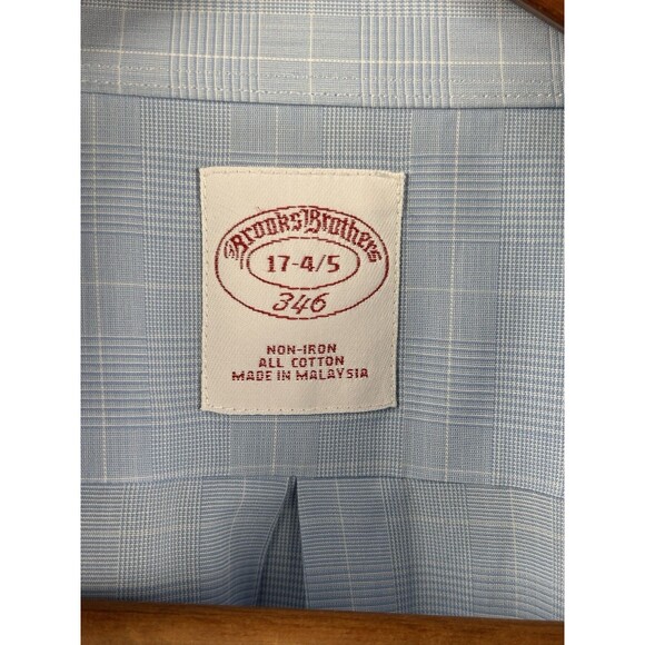 Brooks Brothers Dress Shirt Mens 17-34/35 Blue/White Checkered Cotton No Iron - Picture 4 of 7
